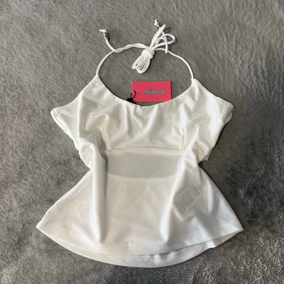 Edikted Sara Back Cut Out Tank Top, White, M - Picture 3 of 6